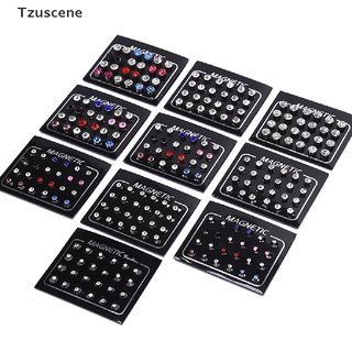 (Tzuscene) ต่างหูสตั๊ด แม่เหล็ก ทรงกลม 24 ชิ้น