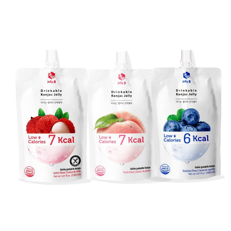 [เซต 3ถุง] JellyB เจลลี่​บี​ บุกรสผลไม้ 0-5kcal​ ไม่มีน้ำตาล ขนาด​150ml.x3