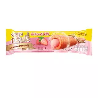 GRINNY กรินนี่ รสสตรอเบอร์รี่ เคลือบสตรอเบอร์รี่ 15g 5บ. (กล่อง 12 ชิ้น)
