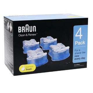 Braun Clean &amp; Renew 4 Cartridges 4 Pack น้ำยาทำความสะอาดเครื่องโกนหนวด Braun สินค้าของแท้ พร้อมส่งเลย