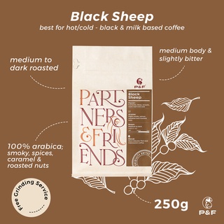 P&amp;F Black Sheep Blend ขนาด 250g เมล็ดกาแฟคั่ว Arabica 100% (คั่วกลางถึงเข้ม) | P&amp;F Coffee พี แอนด์ เอฟ คอฟฟี่