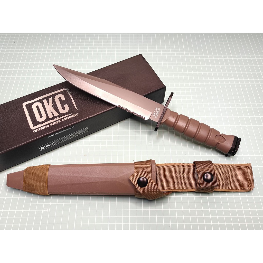 OKC - Ontario รุ่น M10 OKC3S ใบเงิน รุ่นทรงใบปลายแหลม ด้ามและซองสีน้ำตาล ทรงสวย ซองสวย