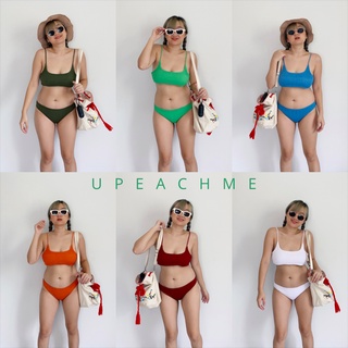 Mandy Bikini บิกินี่สีพื้น ชุดว่ายน้ำ วันพีซ ชุดไปทะเล บิกินี่สายฝอ บรา