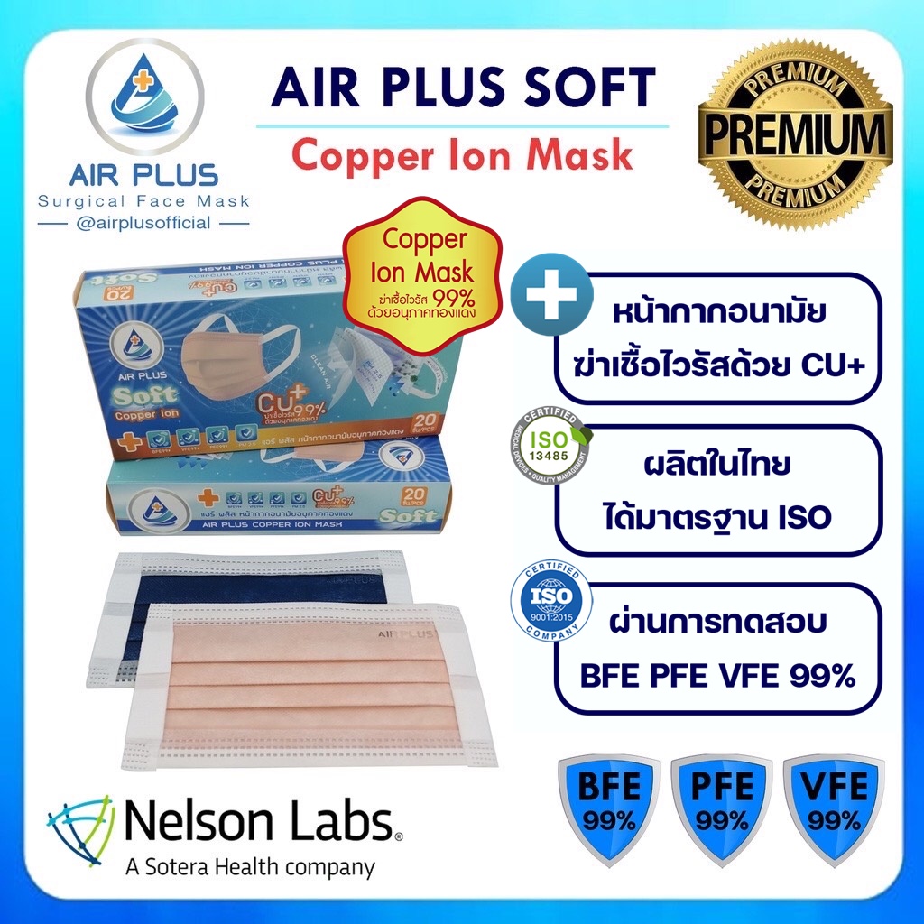 Air Plus Soft COPPER ION MASK (Anti-Virus) รุ่นไม่เจ็บหู ผลิตในไทย ...