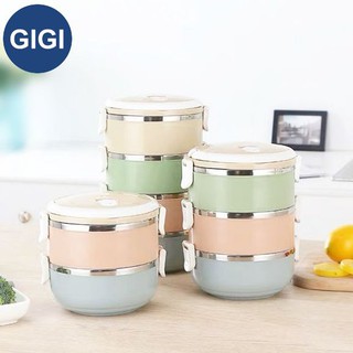 GIGI ปิ่นโต ปิ่นโตสแตนเลส สลับสี มี 4 ชั้นให้เลือก กล่องข้าว กล่องข้าวสแตนเลส กล่องอาหาร กล่องใส่ข้าว (B)