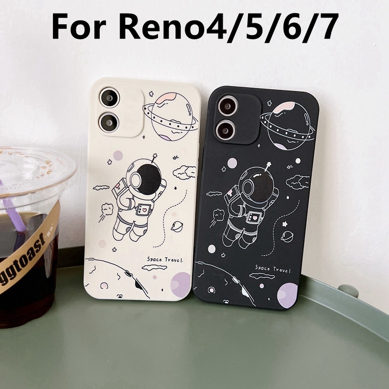 เคส OPPO Reno 7Z 5G Reno 6Z Reno 5 Pro Reno 7 Pro Reno 6 Reno 3 Pro Reno 4 Pro Reno 2 Reno 2F เคสมือถือการ์ตูนนักบินอวกาศแบบนิ่ม #8