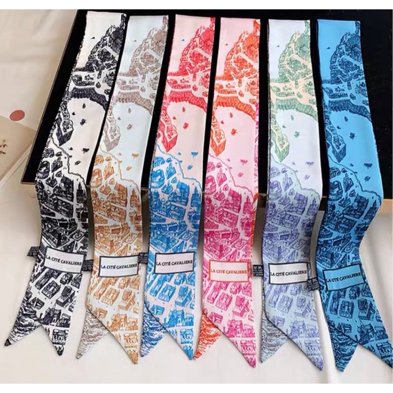 ผ้าพันกระเป๋าเนื้อ silk สีไม่ตก พร้อมส่ง