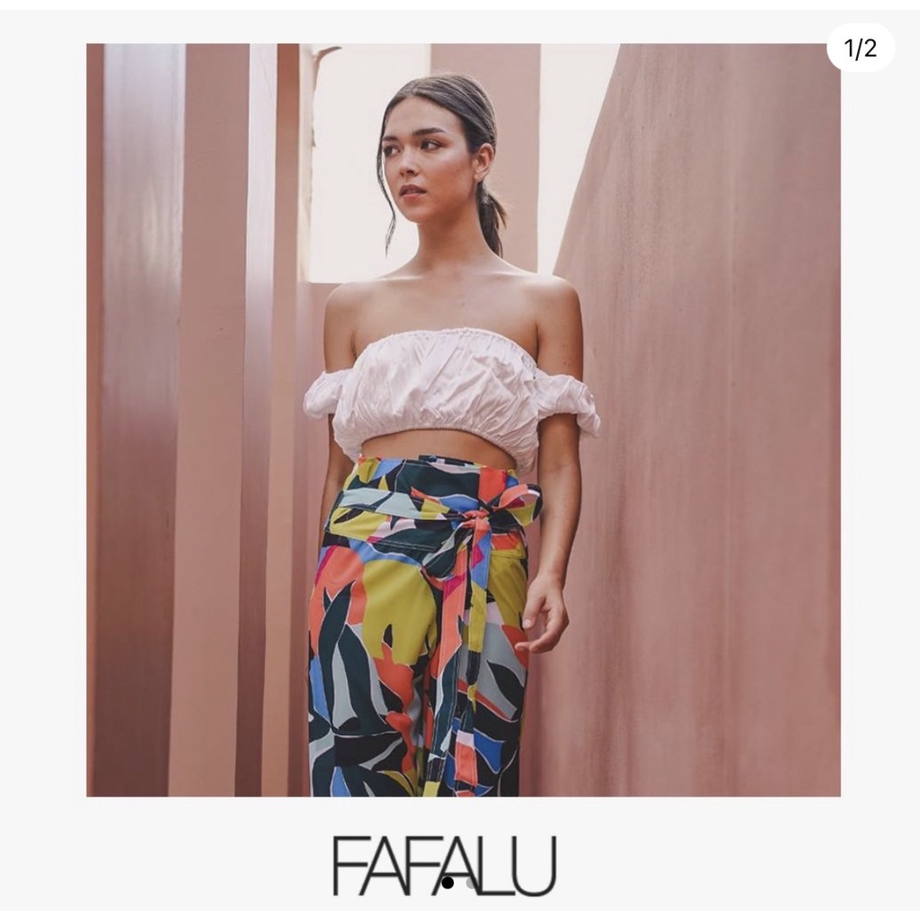 [FAFALU Phi Phi Pants] Olivia Phi Phi Pants กางเกงเลผ้าซาตินพิมพ์ลาย