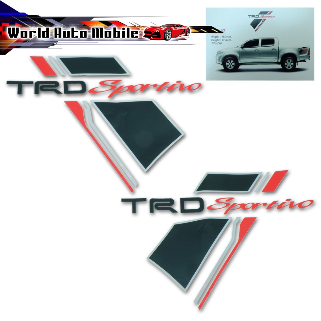 สติ๊กเกอร์ Sticker TRD Sportivo สี Red, Black Hilux Vigo Sr5 Toyota 2, 4 ประตู ปี2005 - 2015