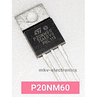 (1ตัว) STP20NM60 , P20NM60 , 20NM60 , MOSFET N-Channel 20A 600V TO-220AB  (รหัสสินค้า M00262)