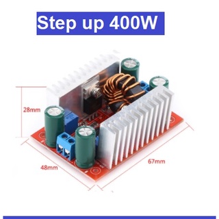 Step up DC - DC 400W  แปลงไฟจาก 8.5-50V เป็น 10-60V 12A Max , Step down 3A ( 3.2-35V ) ,  Step down 5A (4.0 ~ 38V)