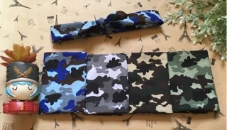 ผ้าผูกผมวินเทจ ลายพรางทหาร โพกหัวได้ พันคอ ผ้าโพกหัวทหาร ขนาด 55*55เซนติเมตร ลายทหารทันสมัย สินค้าขายดี