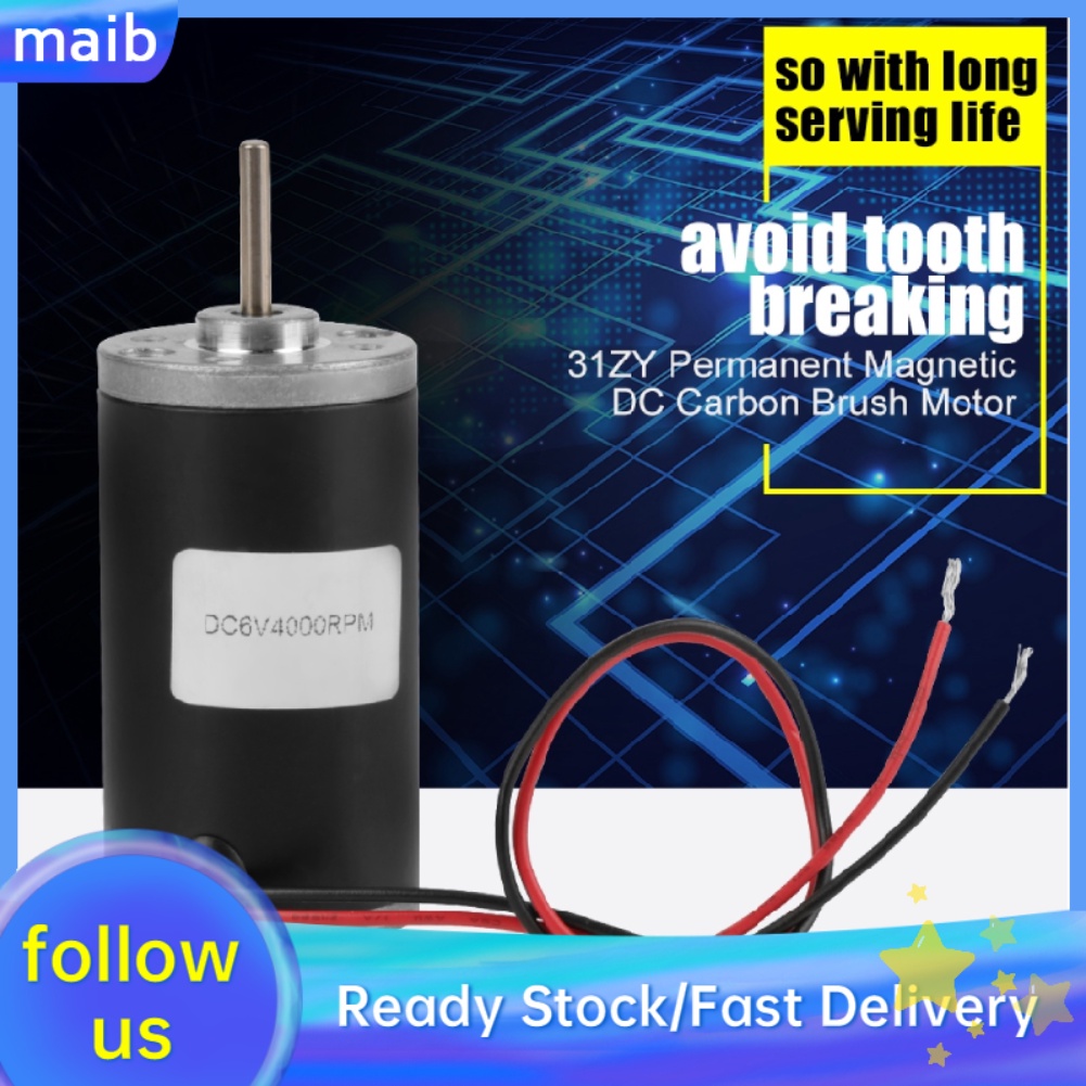 MaiB 31ZY 6V/12V/24V 3500-8000rpm แม่เหล็กถาวร DC คาร์บอนแปรงมอเตอร์ CW/CCW