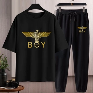 #D218+CKH218Bชุดเซ็ทเสื้อยืดแขนสั้น+กางเกงขายาว.ลายสวยแฟชั่งนานาชาติ.มีหลายสีหลายไซสีเลือกได้(S-3XL)ใส่ได้ทั้งชายและหญิง