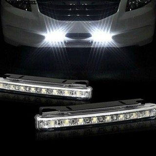 ⏲2Pcs 8 ไฟหน้าทำงานกลางวันไฟ Daylight Waterproof Fog Lamp หลอดไฟชุดไฟในรถ