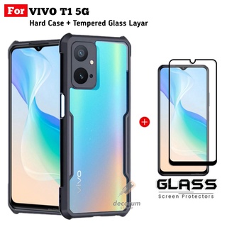 2in1 เคส Vivo T1 5G เคสแข็ง กันกระแทก ฟิวชั่น เกราะ ใส และฟิล์มกระจกนิรภัย