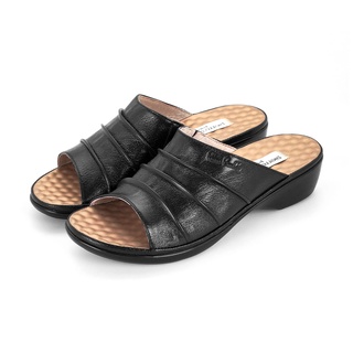 Pierre Cardin รองเท้าผู้หญิง รองเท้าแตะ รองเท้าแตะเพื่อสุขภาพ นุ่มสบาย ผลิตจากหนังแท้ สีดำ  รุ่น20SS230