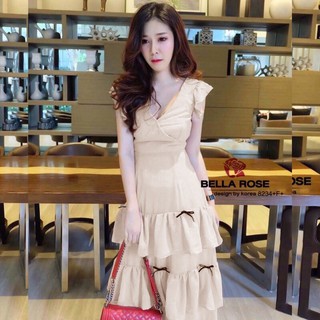 AK 8234 MaxiDress แม็กซี่เดรสยาว ไหล่ระบาย