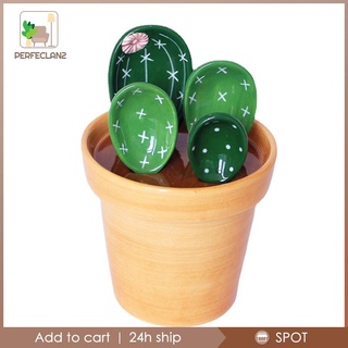 Porcelain Cactus Measuring Spoons Cactus Scale Spoons with Base for Kitchen