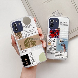 เคสโทรศัพท์ 2022 NEW Casing Samsung Galaxy A03 S22 S22+ Ultra Plus S21 FE 5G Creative Label Handphone Case Silicone Softcase Back Cover เคส