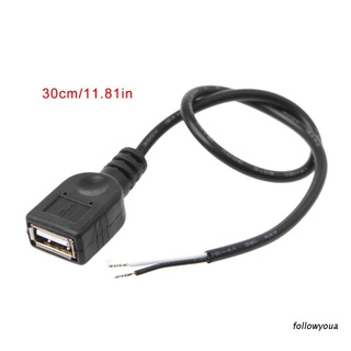 folღ 1Pc USB 2.0 Female Jack 2 Pin 2 Wire Power Charge Cable Cord Connector DIY 30cm