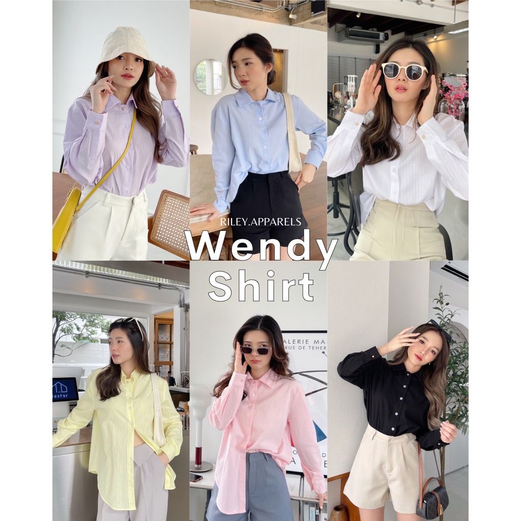 ซื้อ Riley.apparels - Wendy shirt 9026 เชิ้ตลายทางฉลุ ดีเทลกระดุมทอง