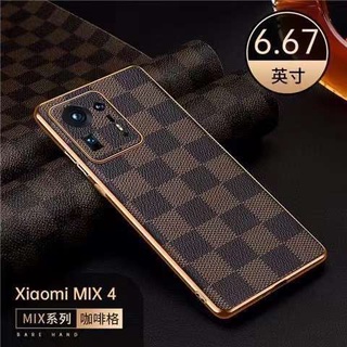 เคสโทรศัพท์มือถือหนัง PU ลายตารางหมากรุก ชุบไฟฟ้า หรูหรา สําหรับ Xiaomi Mi 11 MIX4