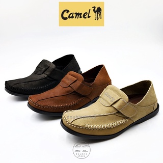 Camel รองเท้าคัทชูพับส้นได้ หนังแท้ หนังลายช้าง เย็บพื้น รุ่น CM121 ไซส์ 40-45