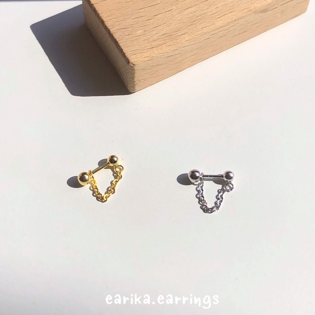 earika.earrings – one chain piercing จิวหูโซ่ห้อยเส้นเดียวเงินแท้ (มีให้เลือกสองสี) เหมาะสำหรับคนแพ้ง่าย ราคา ถูกที่สุด ดีลบีเคเค