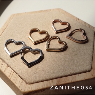 zanithe035 ต่างหูหัวใจขนาด1.7 ซ.ม. มี3สี เงิน ทอง โรสโกล