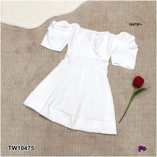 Dress เดรสสั้นทรงคอกว้าง แขนเย็บทรงตุ๊กตา