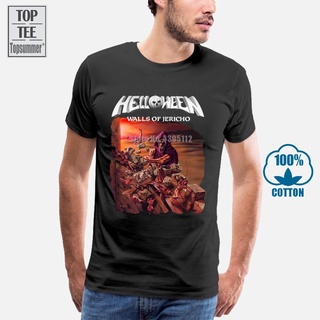 เสื้อยืดผู้ เสื้อยืด ลาย Helloween Walls Of Jericho S M L 2 คุณภาพสูง S-5XL