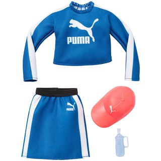 Barbie Clothes GHX82 เสื้อผ้าตุ๊กตาบาร์บี้ แบรนด์ Puma เสื้อสีฟ้า กระโปรงสีขาว หมวก และกระติกน้ำ