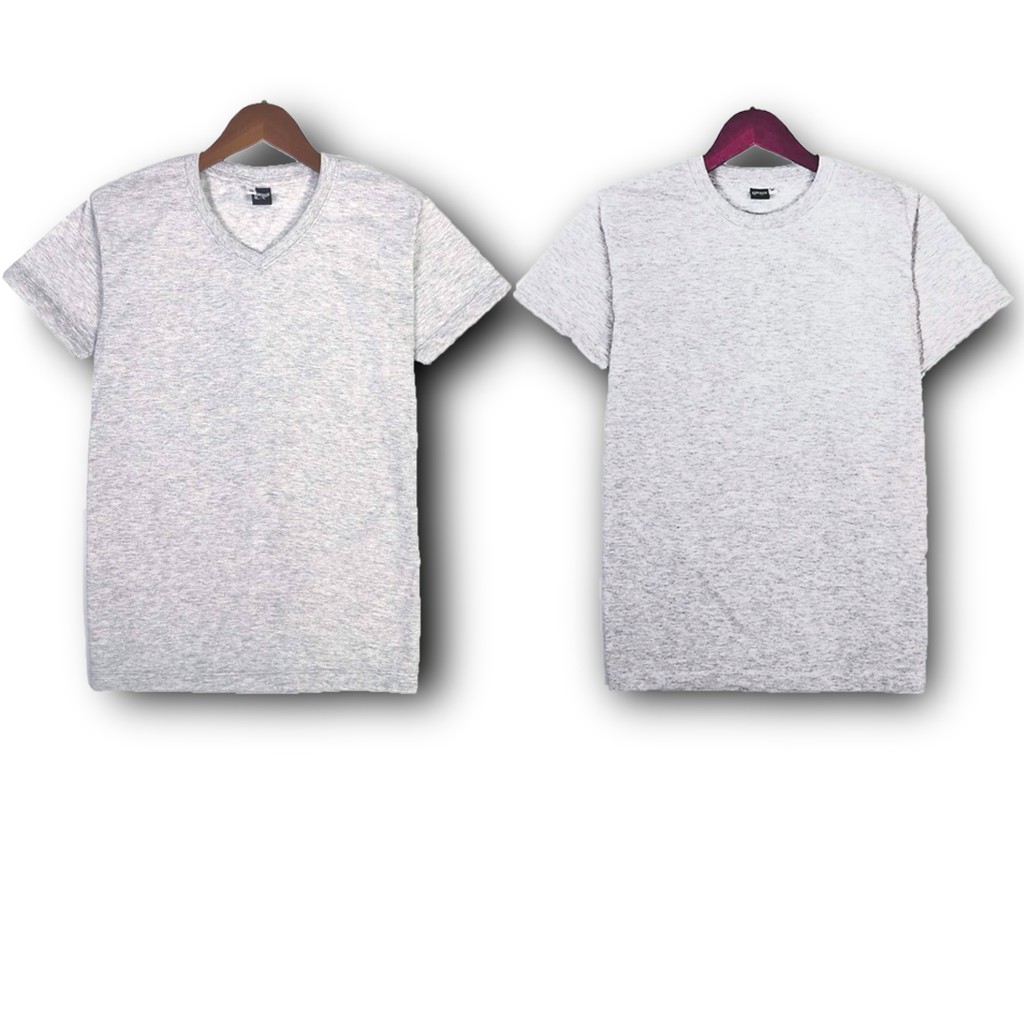🎇เสื้อยืดคอกลม​ คอวี​ เทาท๊อปอ่อน