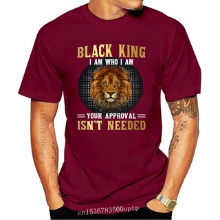 เสื้อยืดวินเทจเสื้อยืด พิมพ์ลาย King I Am Who I Am Your Approval Isn_t Need African American สีดํา สไตล์คลาสสิก ไม่ซ้ําใ