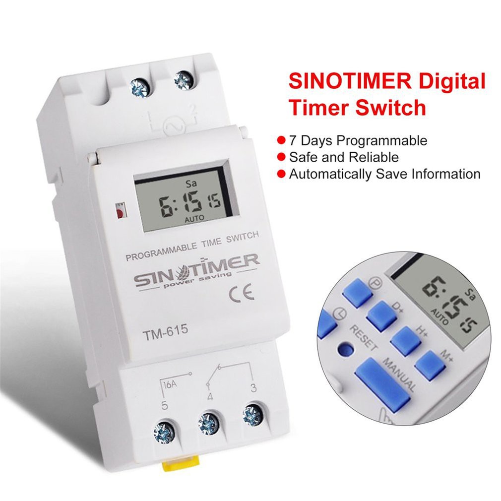 SINOTIMER 220V Weekly 7 Days Programmable Digital Timer Switch Relay Control