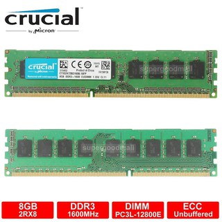 Crucial 8GB 2RX8 PC3L-12800E DDR3-1600MHz 240Pin 1.35V ECC Unbuffered Server Memory RAM