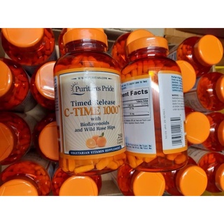 Puritan C-time 1000mg 60เม็ด ผสม Bioflavonoids และ rose hips รุ่น time จะค่อยๆปล่อยวิตามินให้ออกฤทธิ์ทั้งวัน