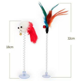 HM-18cm+32cm ของเล่นแมว ไม้ตกแมว ไม้ล่อแมว พู่แมว-NP