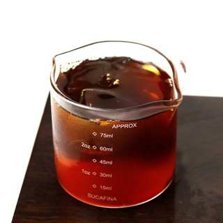 แก้วตวงสองปาก มีสเกล ขนาด 75 ml.  Double mouthed cup 75 ml.