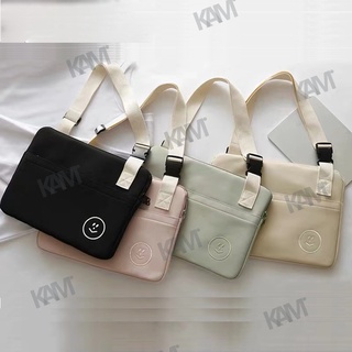Kam Korea Smiley กระเป๋าใส่แล็ปท็อป แท็บเล็ต สะพายข้าง ปักลายหน้ายิ้ม กันกระแทก ขนาด 9.7 10.2 12.9 นิ้ว