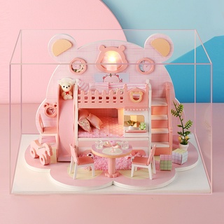 3D Diy บ้านตุ๊กตาไม้จิ๋วมีไฟ Led ของเล่นสําหรับเด็ก