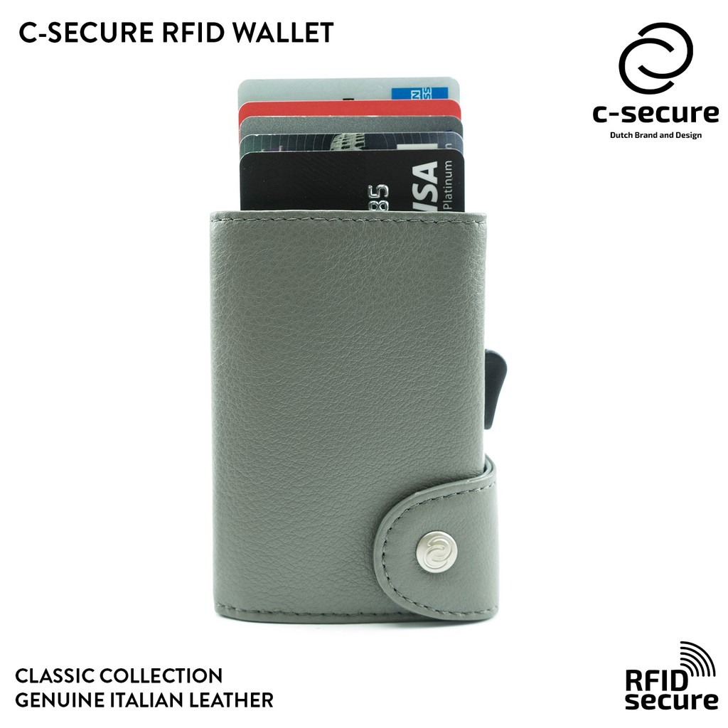 C-SECURE กระเป๋าใส่บัตร กระเป๋าสตางค์ (RFID Protection) รุ่นหนังแท้ ...