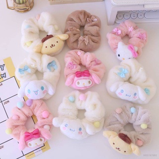 Acf Sweet Sanrio Melody Kuromi Hello Kitty Scrunchies ยางรัดผม ตุ๊กตา ผ้ากํามะหยี่ขนนิ่ม ยางรัดผม สําหรับผู้หญิง อุปกรณ์ทําผม