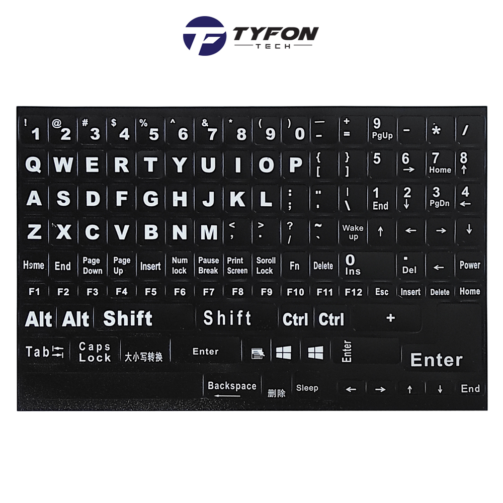 สติ๊กเกอร์คีย์บอร์ดทดแทน QWERTY ภาษาอังกฤษ UK (ตัวอักษรตัวหนา)