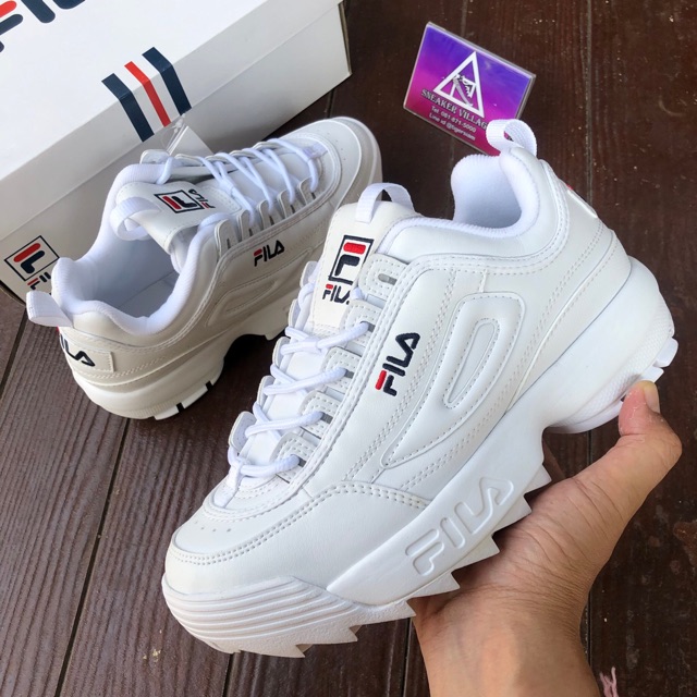 #Fila OG #Disruptor 2  สีขาว พื้นหยัก ป้ายห้อย กล่อง อปก. ครบ Model White #FS1HTA1071X WWT