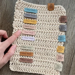 ( แพ็คละ 6 ชิ้น ) ป้าย Handmade/ป้าย Hand Made แนวนอน เลียนแบบหนังกลับ