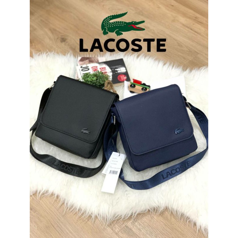 กระเป๋า Lacoste Classic Flap Crossover Bag แท้💯นำเข้าจากต่างประเทศ(ขนาด8นิ้ว)มีสกรีนโลโก้ที่สาย