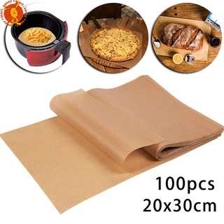 100 pcs กระดาษอบ Precut Unbleached DIY สี่เหลี่ยมผืนผ้าแผ่น Non-Stick ขนมปังขนมอบครัวซองต์เค้กครัว Parchment