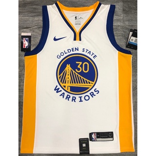 【hot Pressed】เสื้อกีฬาบาสเก็ตบอล ลาย NBA Golden State Warriors 30# เสื้อกีฬาบาสเก็ตบอล คอวี Curry สีขาว